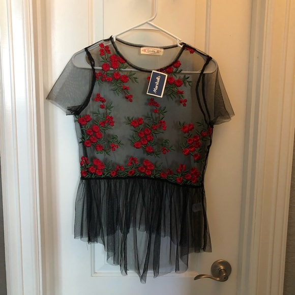 sheer rose shirt